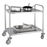Vogue Stainless Steel 2 Tier Clearing Trolley Medium - Image 2