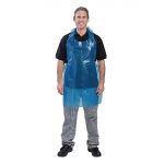 Disposable Polythene Bib Aprons Blue (100 Pack)