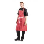 Whites Butchers Stripe Bib Apron Red/White - Image 2