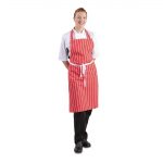 Whites Butchers Stripe Bib Apron Red/White - Image 5