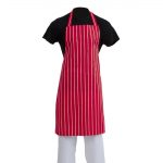 Whites Butchers Stripe Bib Apron Red/White
