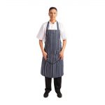 Whites Butchers Stripe Bib Apron with Pocket Blue/White - Image 8