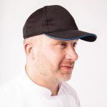 Chef Works Cool Vent Baseball Cap Black with Blue Trim - Image 4