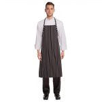 Chef Works Premium Woven Bib Apron Black and White Stripe - Image 7
