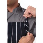 Chef Works Premium Woven Bib Apron Navy & White Stripe - Image 3