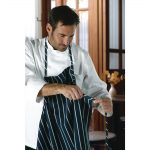 Chef Works Premium Woven Bib Apron Navy & White Stripe - Image 7