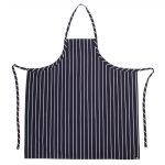 Chef Works Premium Woven Bib Apron Navy & White Stripe - Image 6