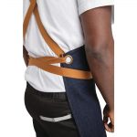 Southside X-Cross Back Apron Denim Blue Tan Ties - Image 3