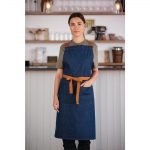 Southside X-Cross Back Apron Denim Blue Tan Ties - Image 6
