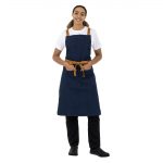 Southside X-Cross Back Apron Denim Blue Tan Ties