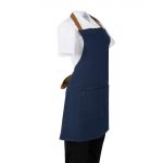Southside Short Length Bib Apron Denim Blue with Tan Ties - Image 2