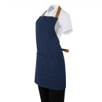Southside Short Length Bib Apron Denim Blue with Tan Ties - Image 3