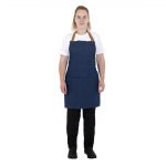 Southside Short Length Bib Apron Denim Blue with Tan Ties - Image 8