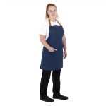 Southside Short Length Bib Apron Denim Blue with Tan Ties - Image 9