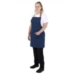 Southside Short Length Bib Apron Denim Blue with Tan Ties - Image 10