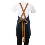 Southside Short Length X-Cross Back Bib Apron Denim Blue with Tan Ties - Image 4