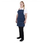 Southside Short Length X-Cross Back Bib Apron Denim Blue with Tan Ties - Image 10