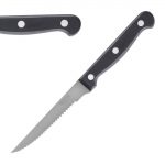 Olympia Taverna Serrated Steak Knives with Black Handles (12 Pack)