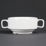 Olympia Whiteware Soup Bowls with Handles 400ml (6 Pack)