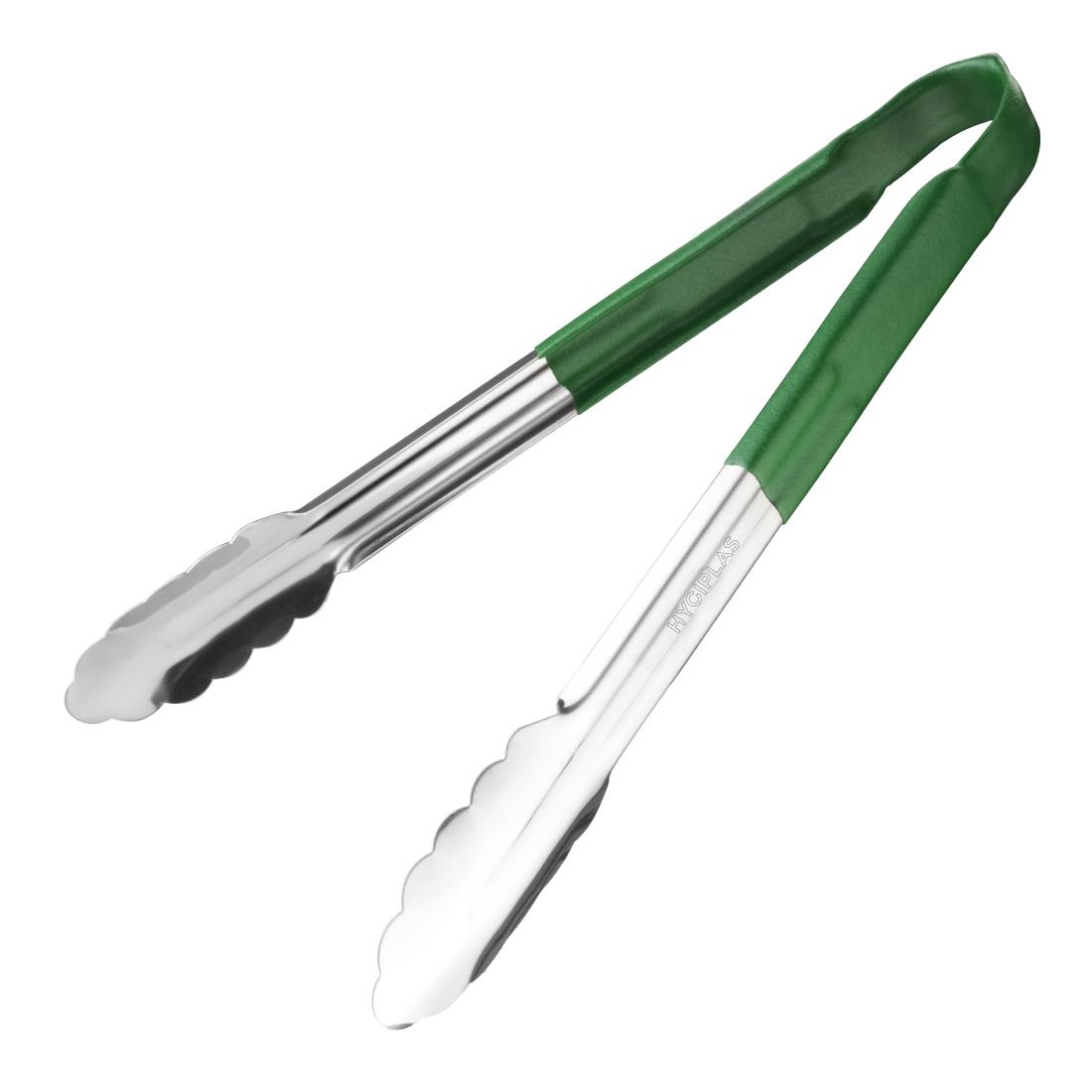 cb155_servingtonggreen1.jpg Hygiplas Colour Coded Green Serving Tongs 300mm - Image 1