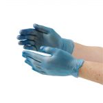 Vogue Powdered Vinyl Gloves Blue Large (100 Pack) - Image 2