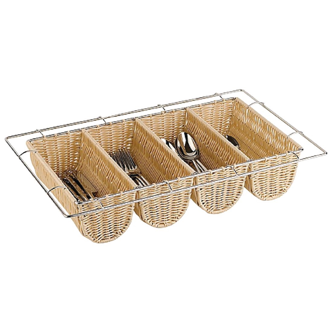 cb674-cutlery-dispenser.jpg APS Rattan Cutlery Dispenser - Image 1