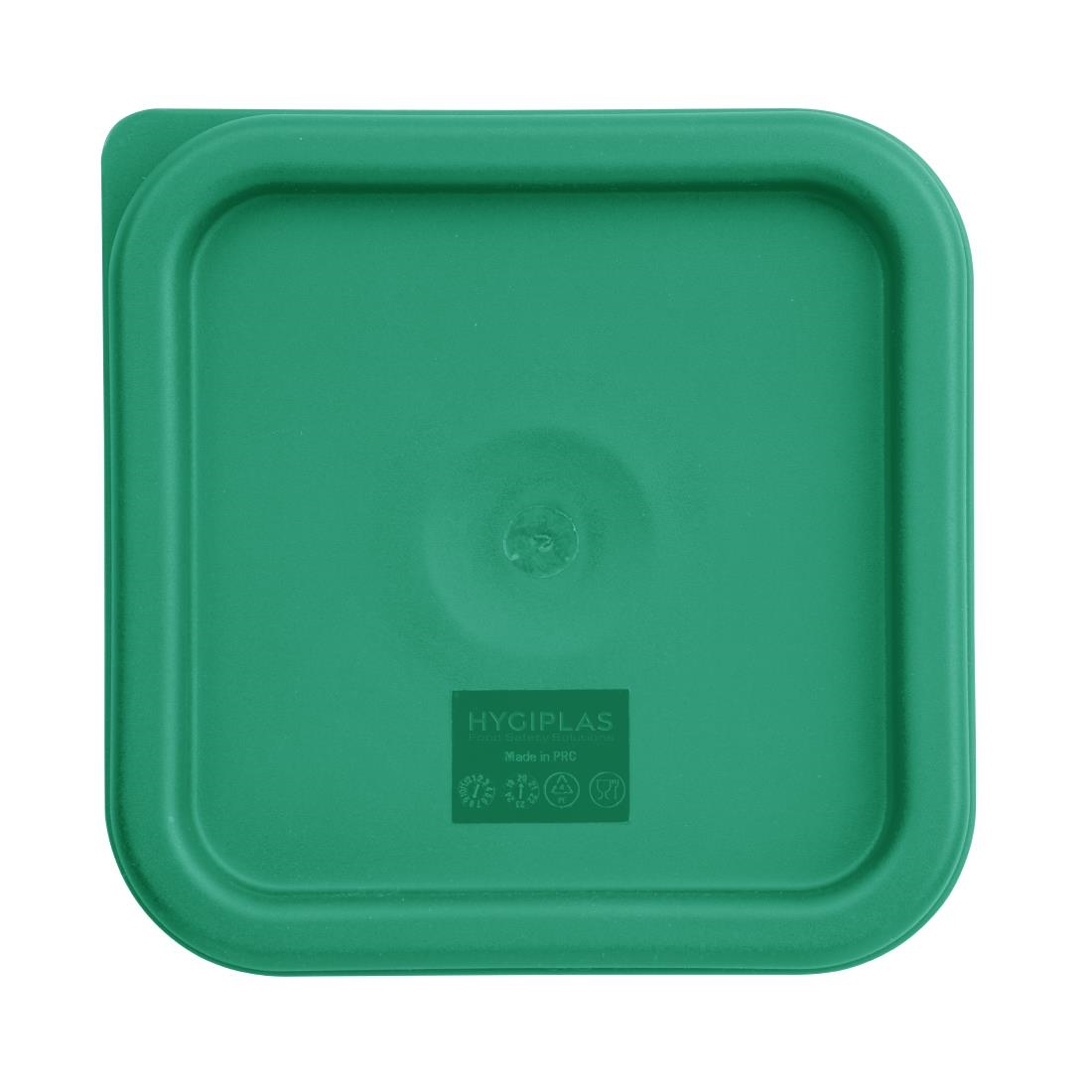 cf046_1new.jpg Hygiplas Polycarbonate Square Food Storage Container Lid Green Small - Image 1