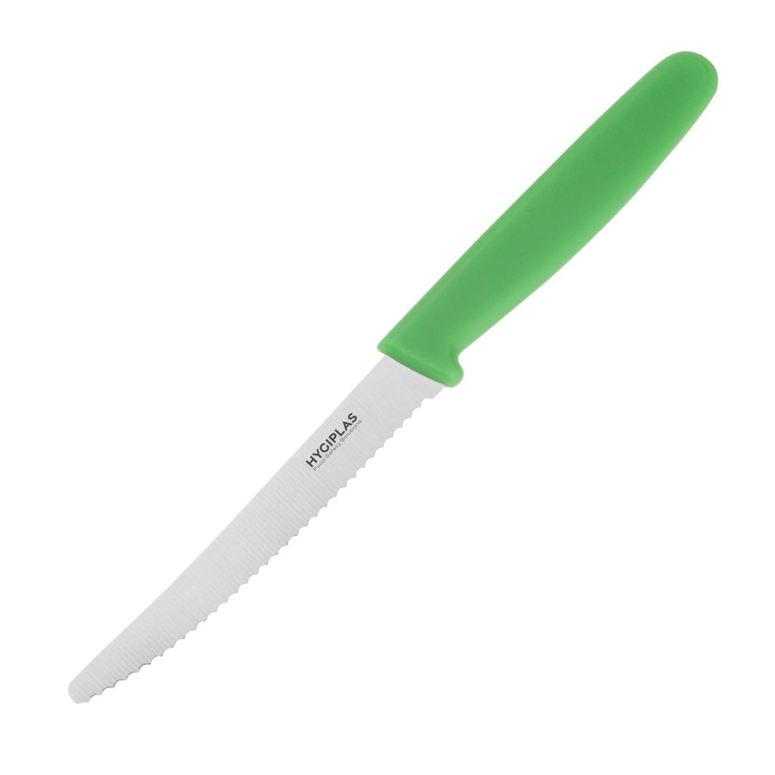 cf898_1.jpg Hygiplas Serrated Tomato Knife Green 10.5cm - Image 1