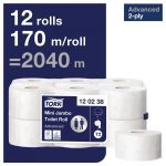 Tork Mini Jumbo Toilet Paper Rolls White T2 (12 Pack) - Image 3
