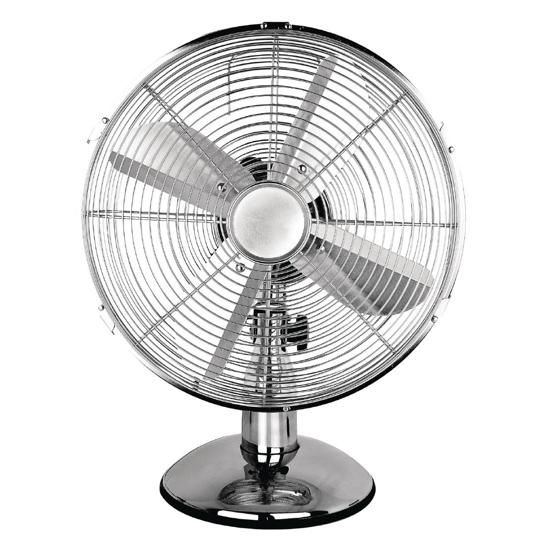 cr221_chromedeskfan.jpg Status 12" Oscillating Chrome Desktop Fan - Image 1