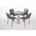 Bolero Slatted Steel Side Chairs Grey (Pack of 4) - Image 4
