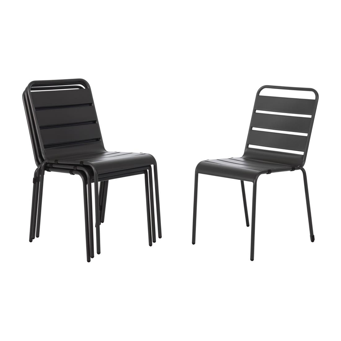 cs727_primary.jpg Bolero Slatted Steel Side Chairs Grey (Pack of 4) - Image 1