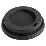 Fiesta Black Polystyrene Lids for 8oz Coffee Cups (50 Pack)