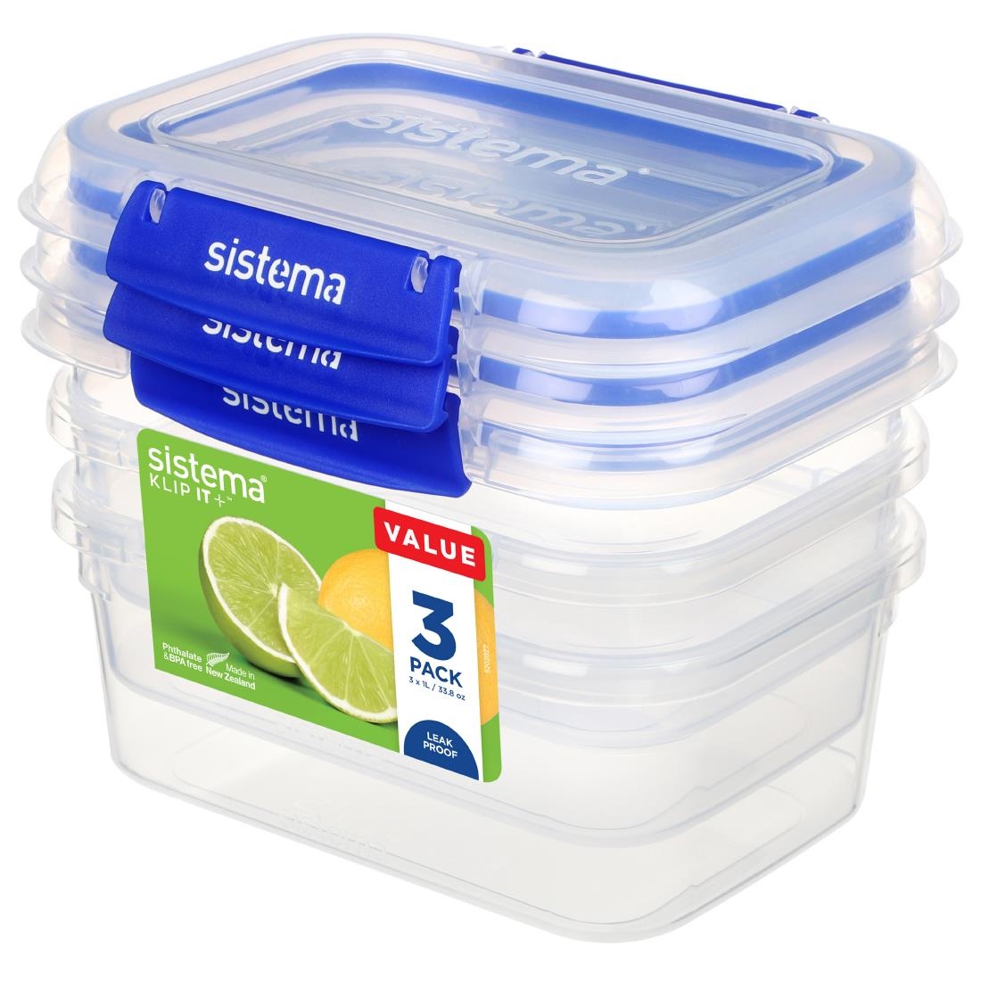 db725_new21.jpg Sistema Klip It Plus Storage Containers 1Ltr (3 Pack) - Image 1