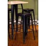 Bolero Bistro Bar Table with Wooden Top Black - Image 3