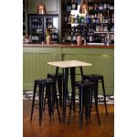 Bolero Bistro Bar Table with Wooden Top Black - Image 4