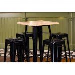 Bolero Bistro Bar Table with Wooden Top Black - Image 5