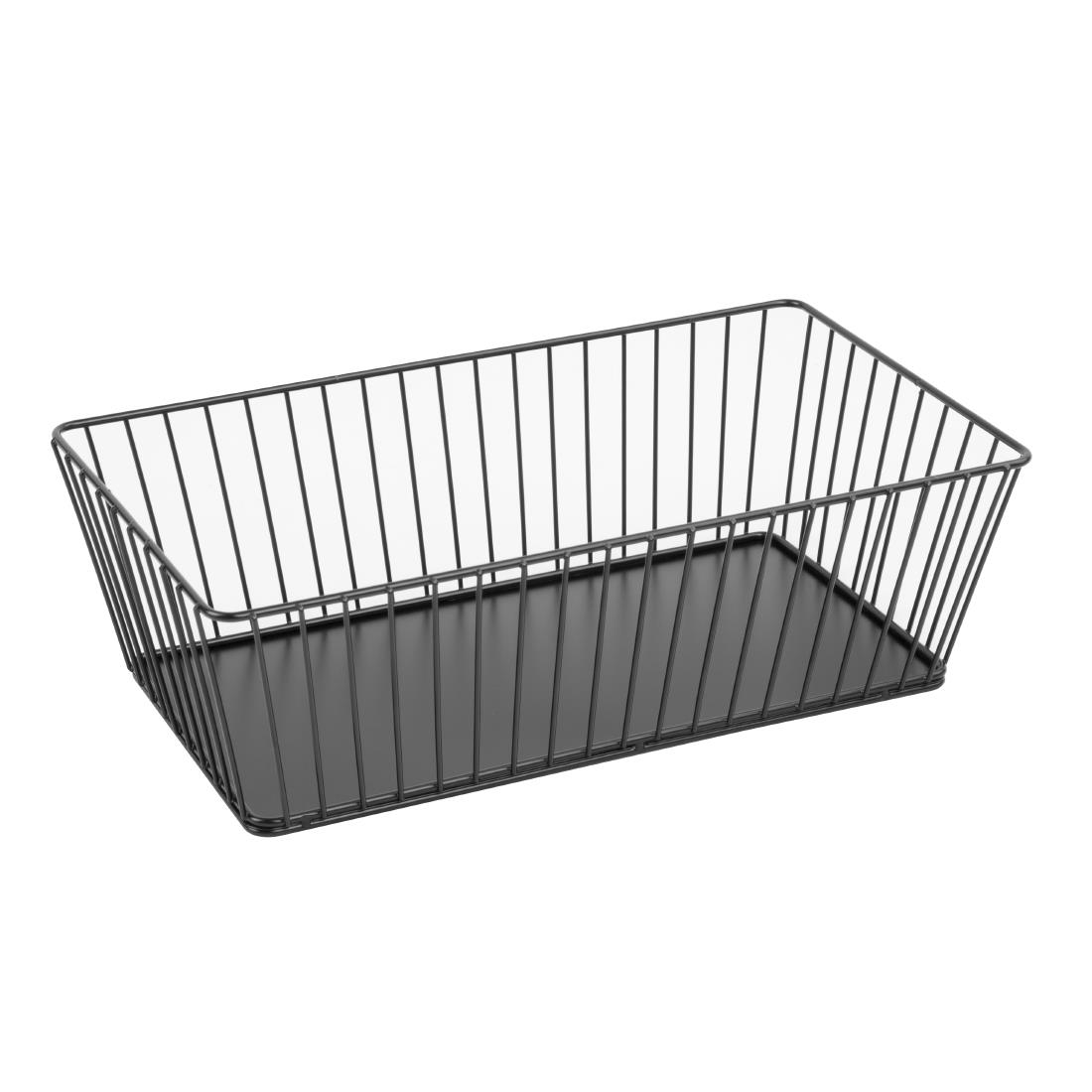 dp671_ctg1.jpg Olympia Wire Food Display Tray Rectangular Black 330x190x100mm - Image 1