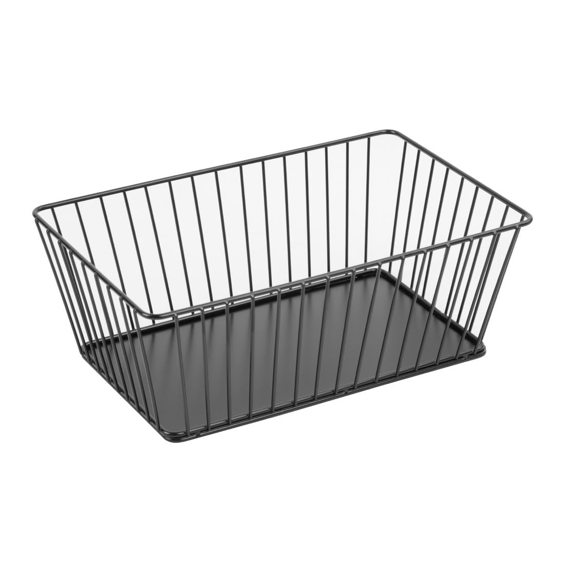 dp672_ctg1.jpg Olympia Wire Food Display Tray Rectangular Black 280x180x100mm - Image 1