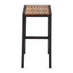 Bolero Black Steel & Acacia Wood Bar Stools (Pack of 2) - Image 3