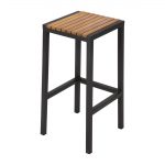 Bolero Black Steel & Acacia Wood Bar Stools (Pack of 2) - Image 4