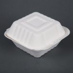 Fiesta Compostable Bagasse Burger Boxes with Side Ridges 153mm (500 Pack)
