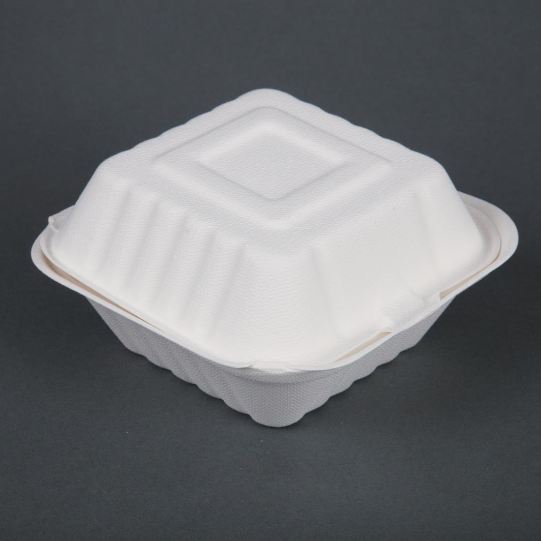 dw246_fiestanew1grey.jpg Fiesta Compostable Bagasse Burger Boxes with Side Ridges 153mm (500 Pack) - Image 1