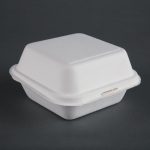 Fiesta Compostable Bagasse Burger Boxes with Bottom Ridges 157mm (500 Pack)