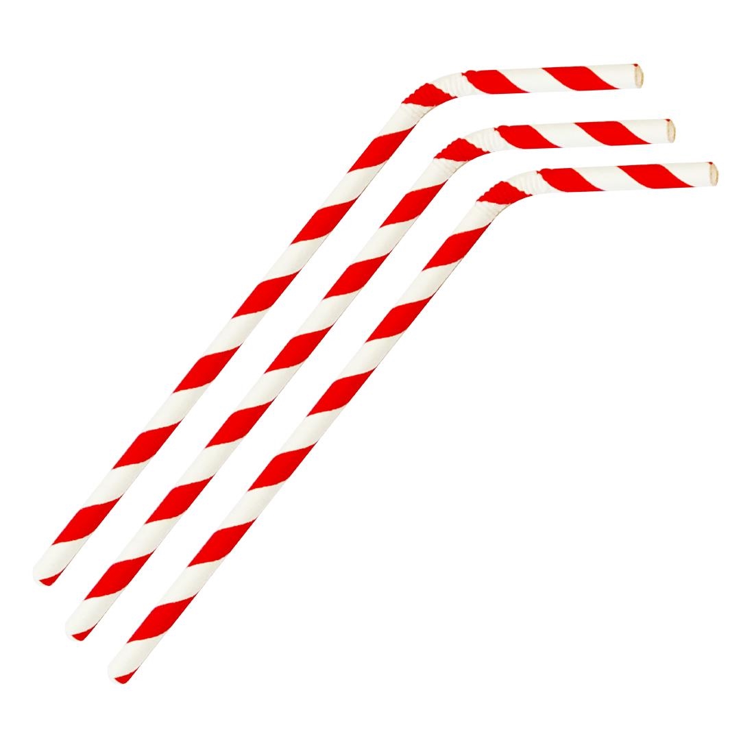 fb142_upd24-2.jpg Fiesta Compostable Bendy Paper Straws Red Stripes (250 Pack) - Image 1