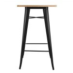 Bolero Bistro Bar Table with Wooden Top Black - Image 6