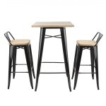 Bolero Bistro Bar Table with Wooden Top Black - Image 10
