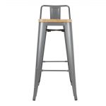 Bolero Bistro Backrest High Stools with Wooden Seat Pad Gun Metal (Pack of 4) - Image 3