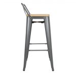 Bolero Bistro Backrest High Stools with Wooden Seat Pad Gun Metal (Pack of 4) - Image 4