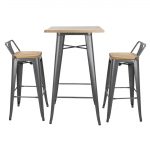 Bolero Bistro Backrest High Stools with Wooden Seat Pad Gun Metal (Pack of 4) - Image 6